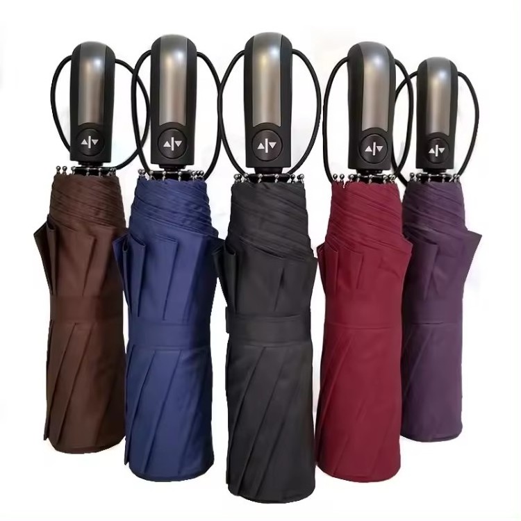 Sunscreen Uv Automatic Lamp Rechargeable Torch Light Led Three Folding Umbrella With Flashlight