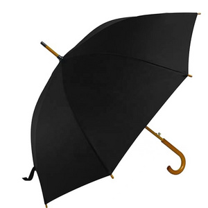 Solid wood long handle umbrella Retro Gentleman automatic windproof business straight handle umbrella