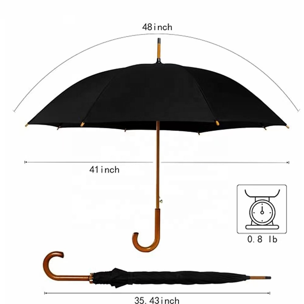 Solid wood long handle umbrella Retro Gentleman automatic windproof business straight handle umbrella