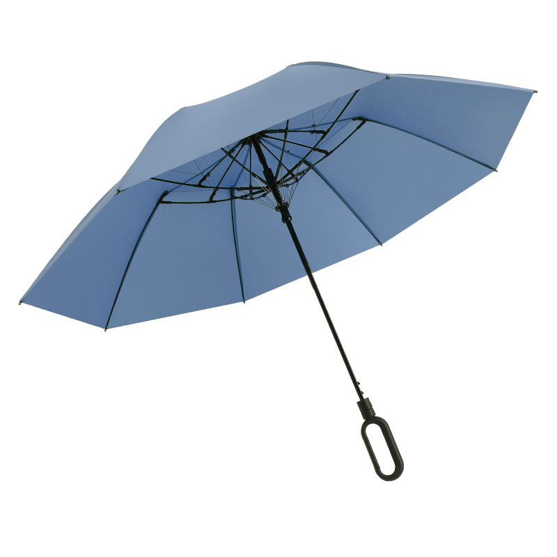 23 Inch Large Custom LOGO Umbrellas Two Folding Buckle Handle Business Umbrella