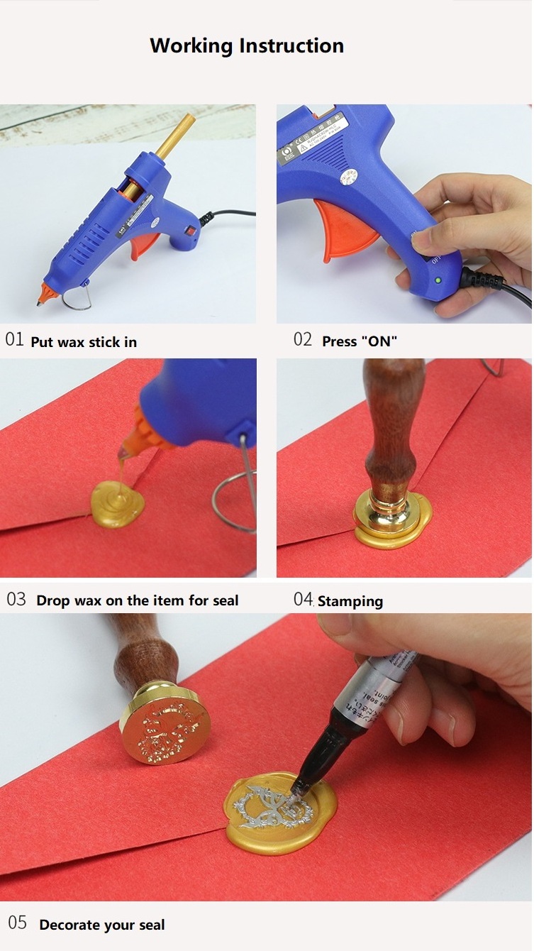 Seal Stamp Wax Stick heating tool Hot melt glue gun For Stamping