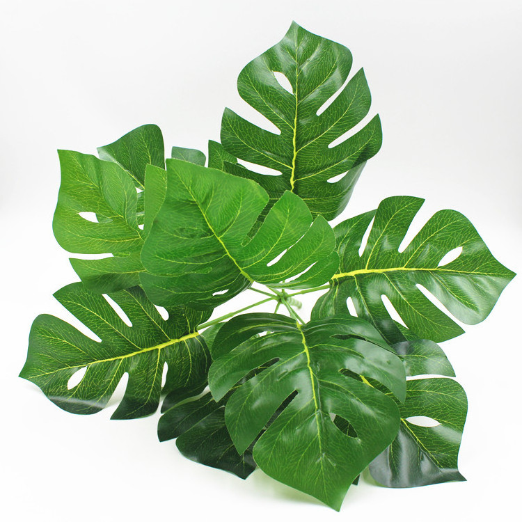 Monstera Deliciosa Green Artificial Leaf  for Wedding Background Party Wall Decor