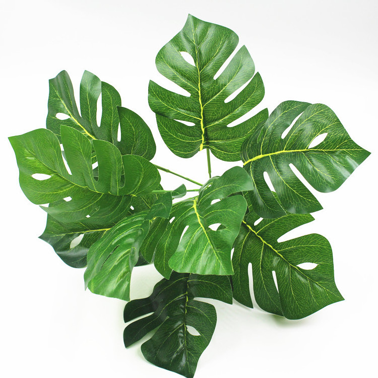 Monstera Deliciosa Green Artificial Leaf  for Wedding Background Party Wall Decor