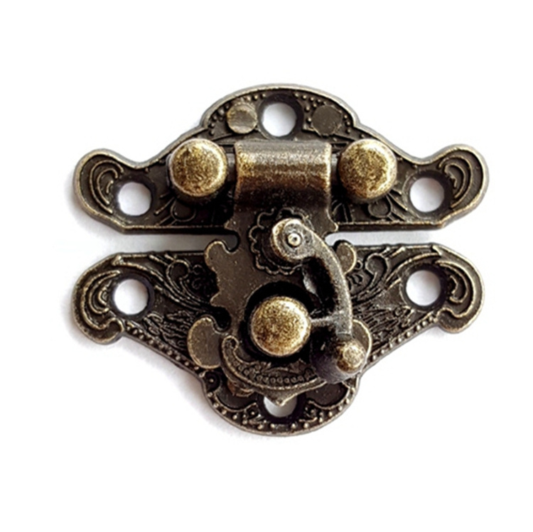 28X33MM Antique Decorative Jewellery wooden Box mini Lock Accessories Bronze Clasp latch