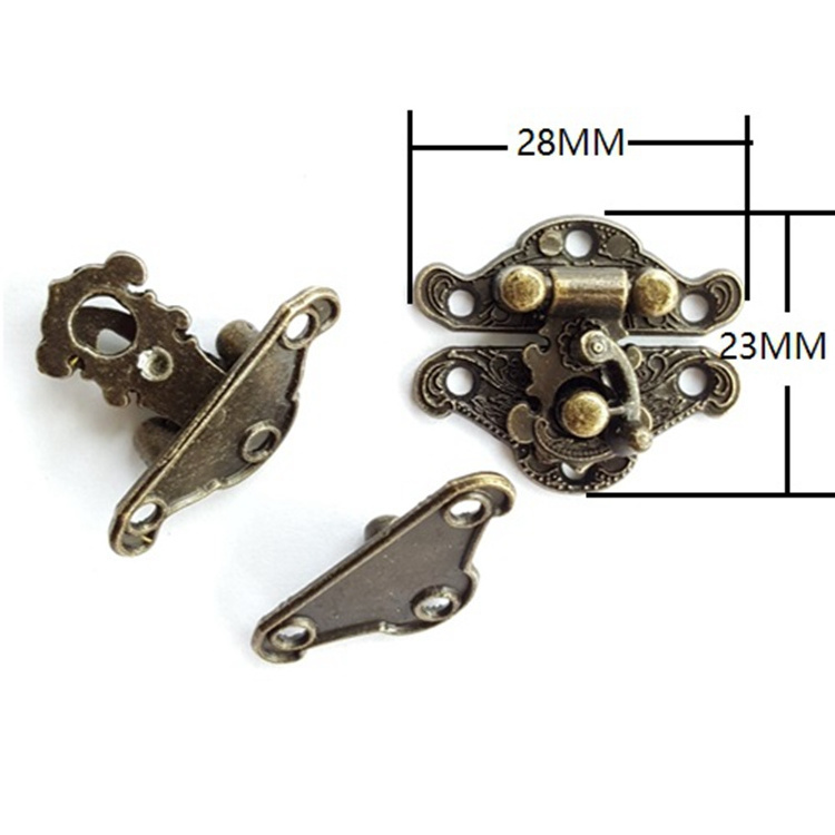 28X33MM Antique Decorative Jewellery wooden Box mini Lock Accessories Bronze Clasp latch