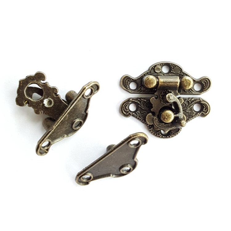 28X33MM Antique Decorative Jewellery wooden Box mini Lock Accessories Bronze Clasp latch