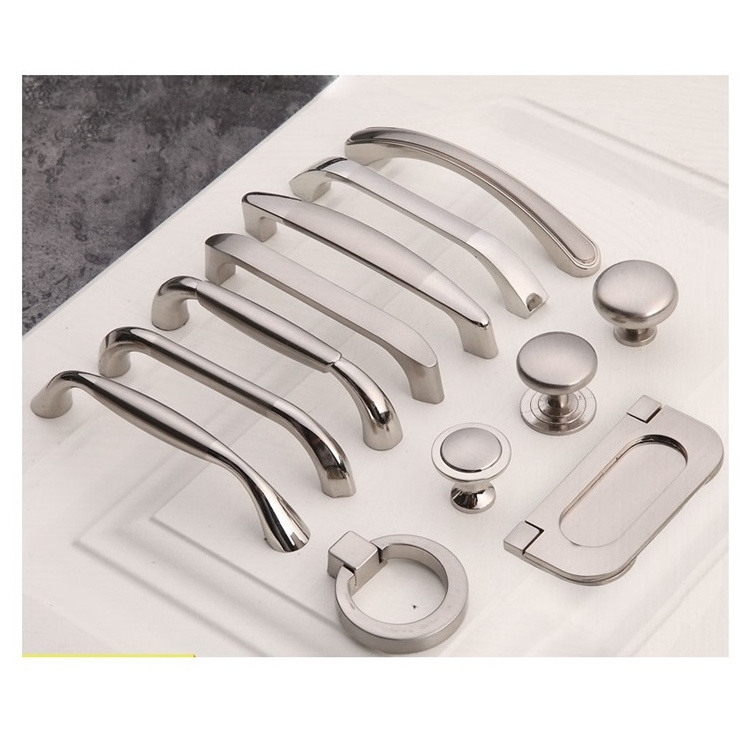 Zinc Alloy Modern Simple Cabinet Wardrobe Round Drawer Single Hole Pull Ring Silver White Handle