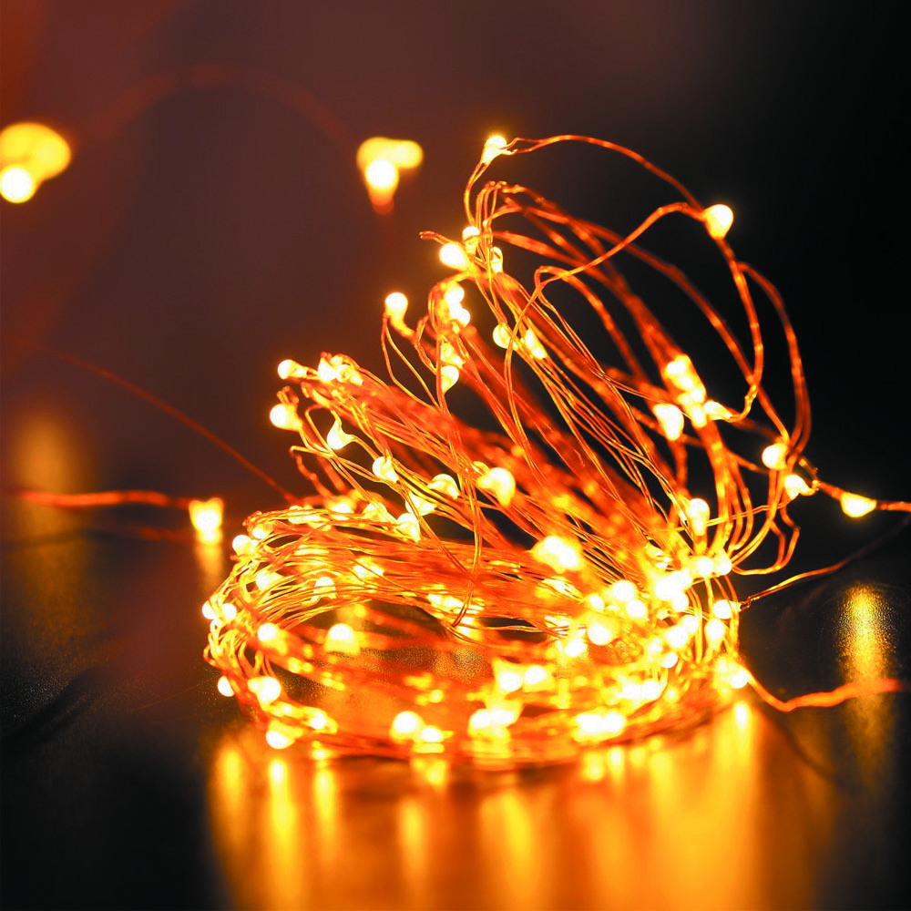 2018 Most Popular 10m 100LED 3*AA Battery Box Operated Copper Wire LED Christmas Party Decoration Fairy String Lights