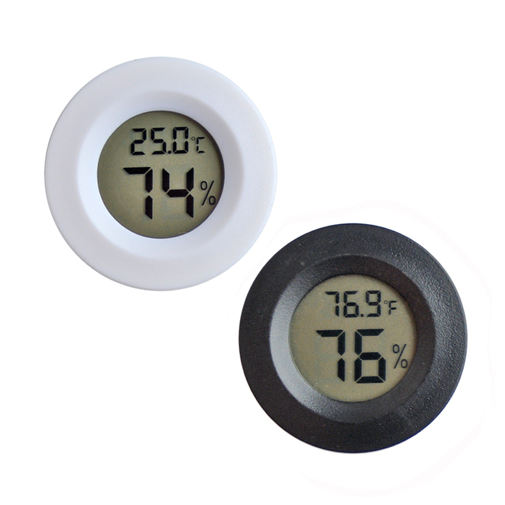 Humidity Temperature Gauge Digital Thermo Hygrometer Round Mini Plastic LED Home Electronic Digital Humidity Thermometer LCD