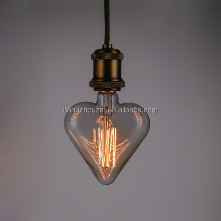 Hot selling 25w 40w 60w antique heart shape edison style light bulb