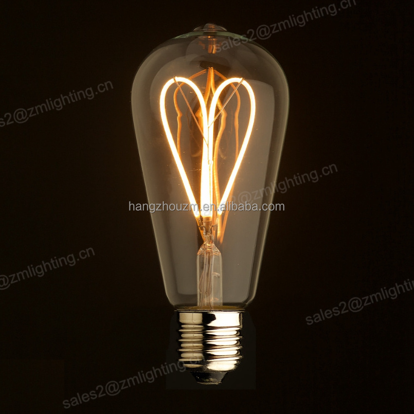 Hot selling 25w 40w 60w antique heart shape edison style light bulb