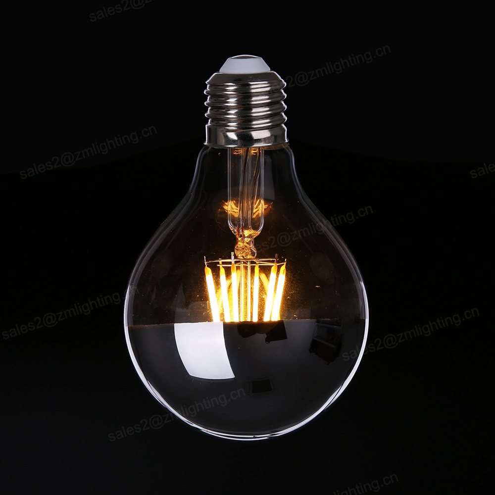 Globe filament led half chrome mirror bulb g80