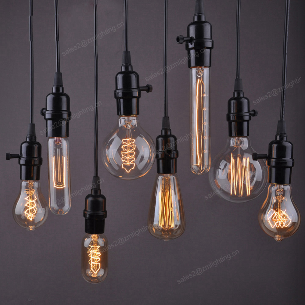 25W 40W 60W incandescent retro glass A19 ST64 G80 G125 T45 T30 antique lighting edison bulb