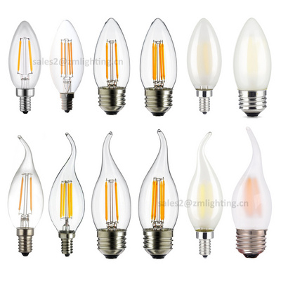 LED Filament Candle Light Bulb 2W 4W 6W E14 E12 Led Bulbs Light Super Bright Frosted Glass C35 Led Lamp