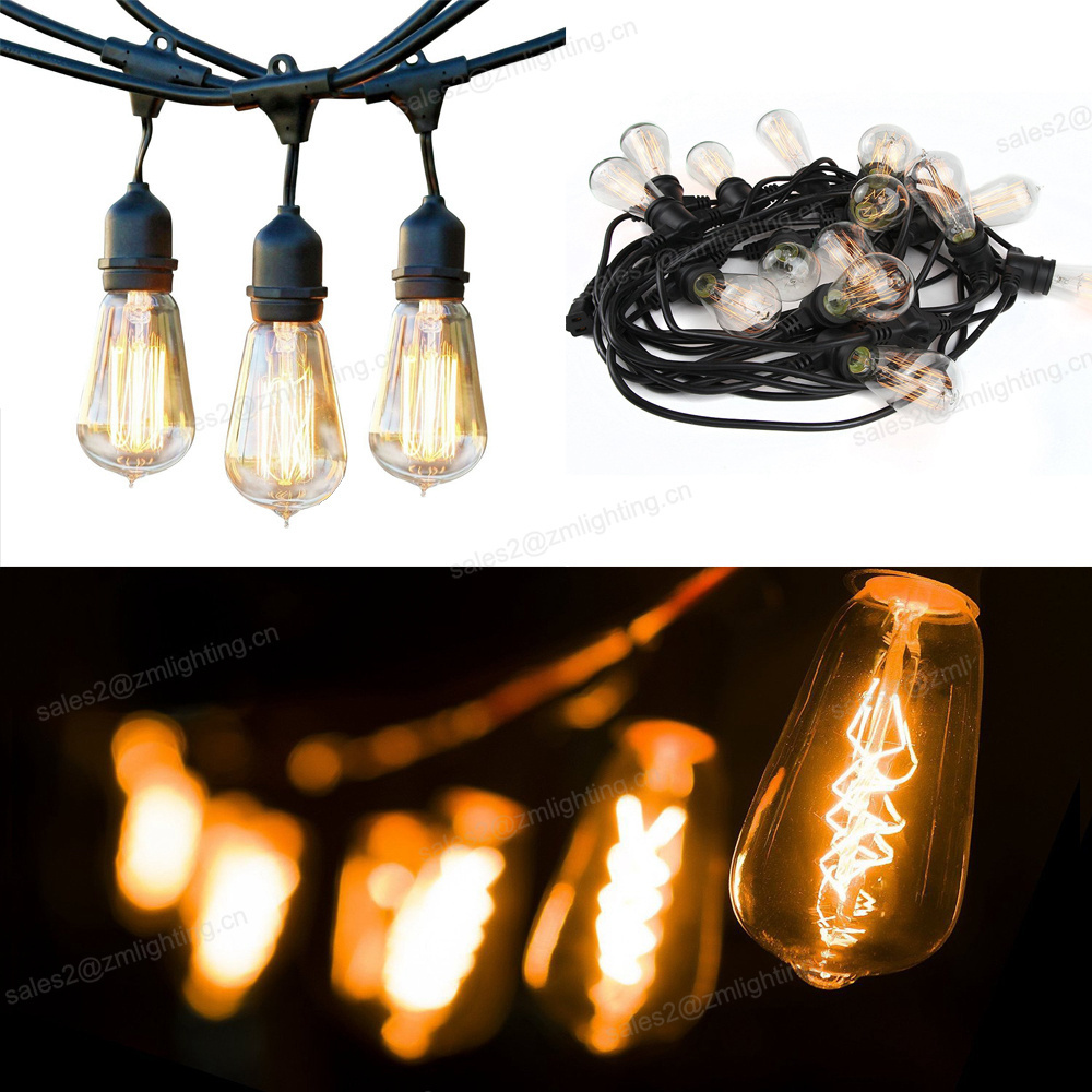 wholesale festoon lighting s14 st64 edison bulbs 14.6m 48f waterproof outdoor led string lights