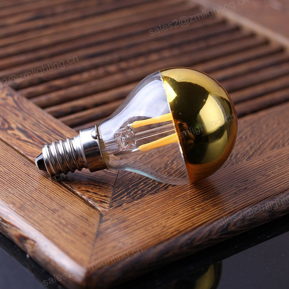 Customized G45 led globe 2w 4w 6w e14 e27 220v half chrome cover 2700k filament bulb