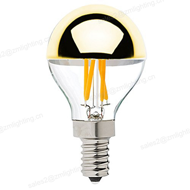 Customized G45 led globe 2w 4w 6w e14 e27 220v half chrome cover 2700k filament bulb