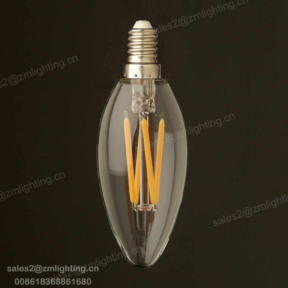 2700k warm white E12 E14 dimmable 60W Equivalent 6 watt led edison chandelier light bulb