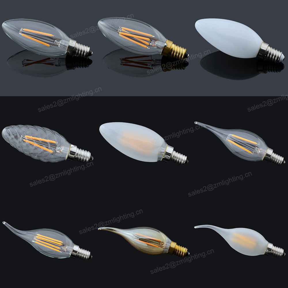 2700k warm white E12 E14 dimmable 60W Equivalent 6 watt led edison chandelier light bulb