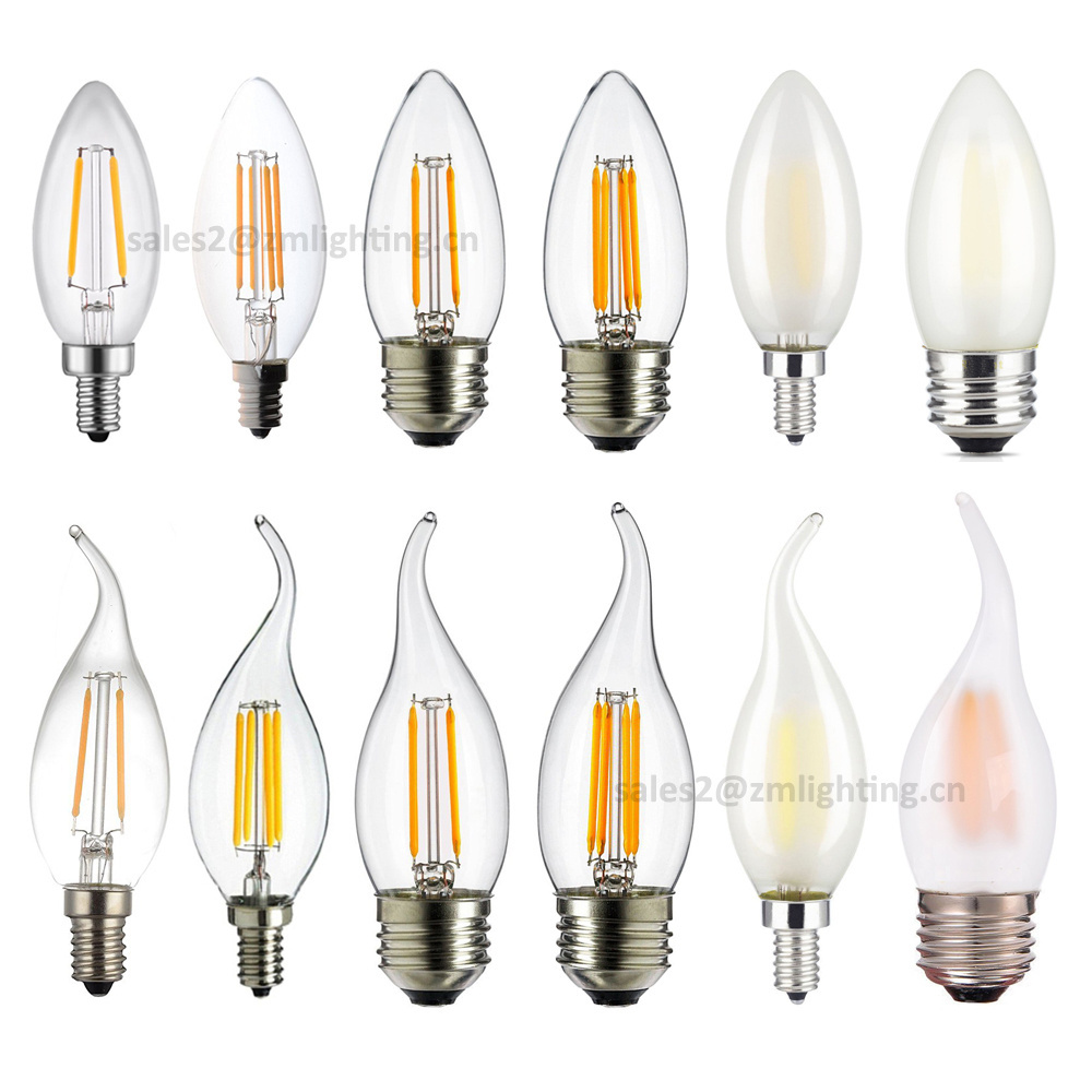 2700k warm white E12 E14 dimmable 60W Equivalent 6 watt led edison chandelier light bulb