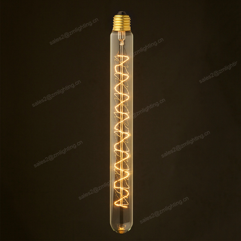 Spiral Hairpin E26 E27 110V 220V 25W 40W 60W long tube T9-135 60W edison style light bulbs T30