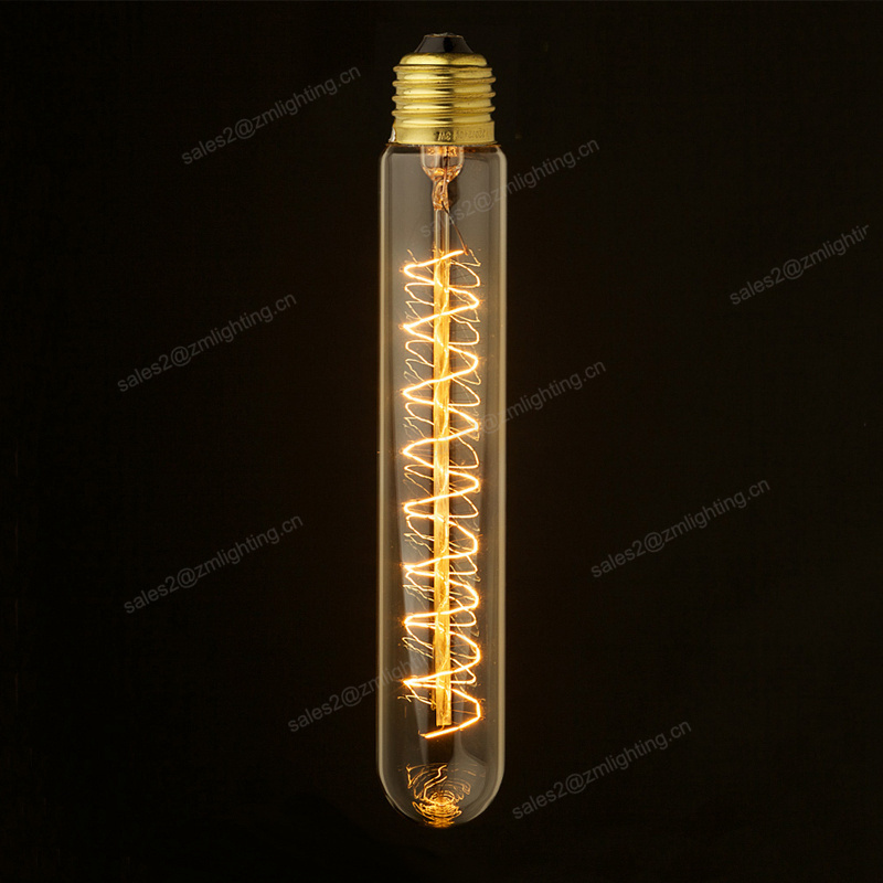 Spiral Hairpin E26 E27 110V 220V 25W 40W 60W long tube T9-135 60W edison style light bulbs T30