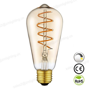 Dimmable Vintage ST64 LED lamp sprial filament LED light bulb