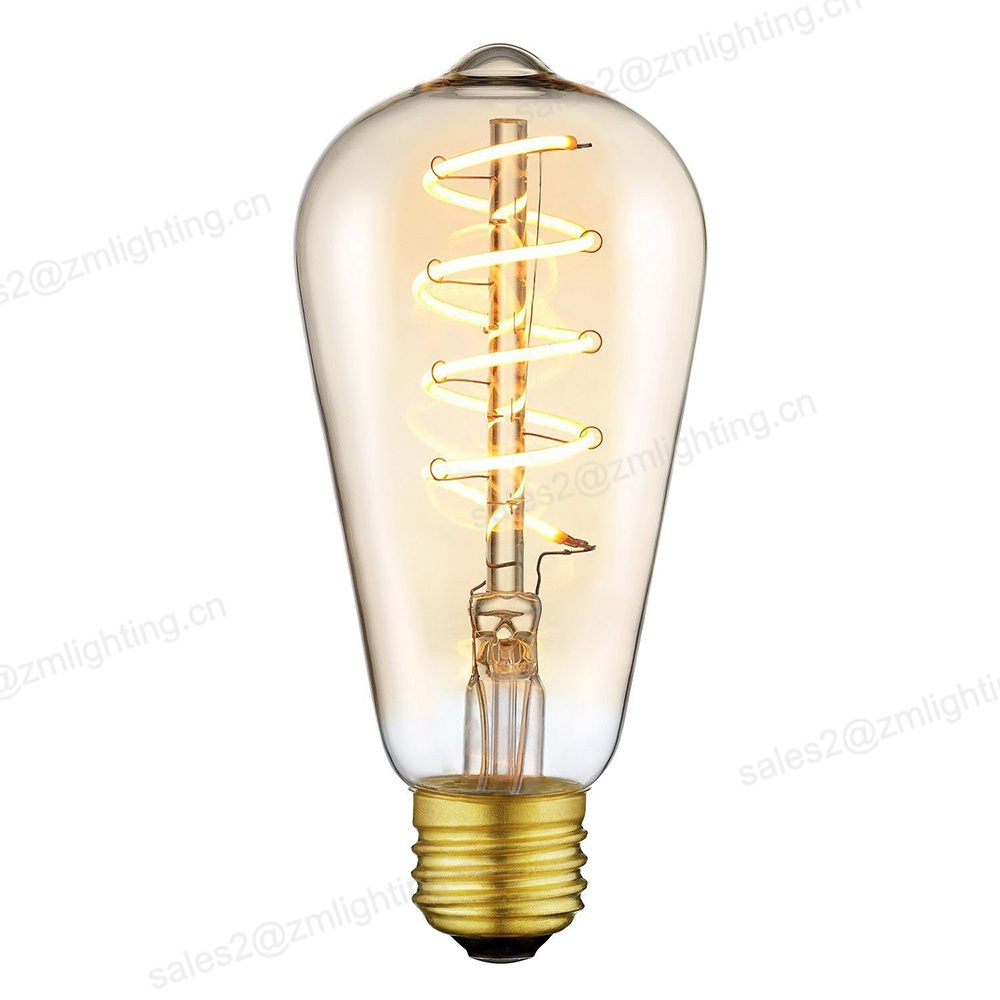 Dimmable Vintage ST64 LED lamp sprial filament LED light bulb