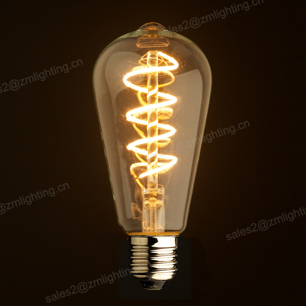 Dimmable Vintage ST64 LED lamp sprial filament LED light bulb