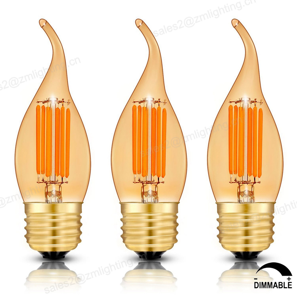 Home Dimmable decoration FC35 C35 LED Filament Light Bulb Candle lamp E27 E14