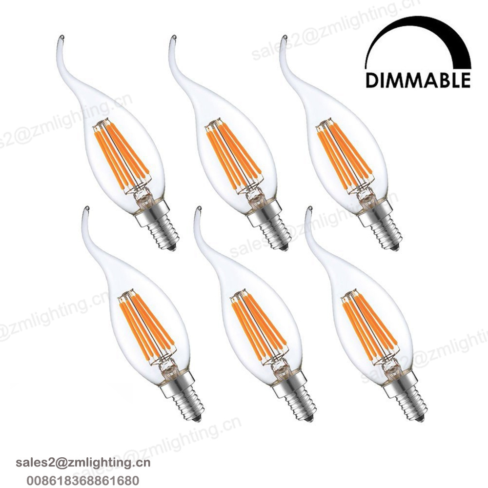 Home Dimmable decoration FC35 C35 LED Filament Light Bulb Candle lamp E27 E14