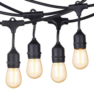 48ft Shatterproof Outdoor String Light S14 with 15 Dimmable LED Vintage Edison Bulbs Commercial Grade Patio Lights