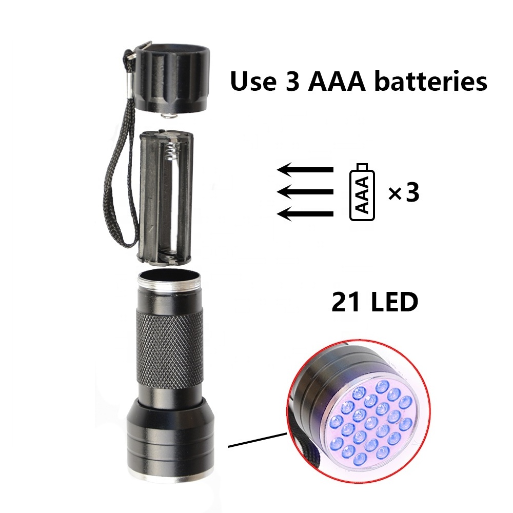 Battery 21 LED UV Flashlight Handheld Black Lights Mini LED UV Flashlight