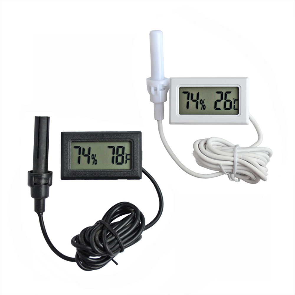 FY-12-B Humidity Temperature Thermometer Gauge LED Digital Thermo Hygrometer Mini Plastic Thermometers With Cable