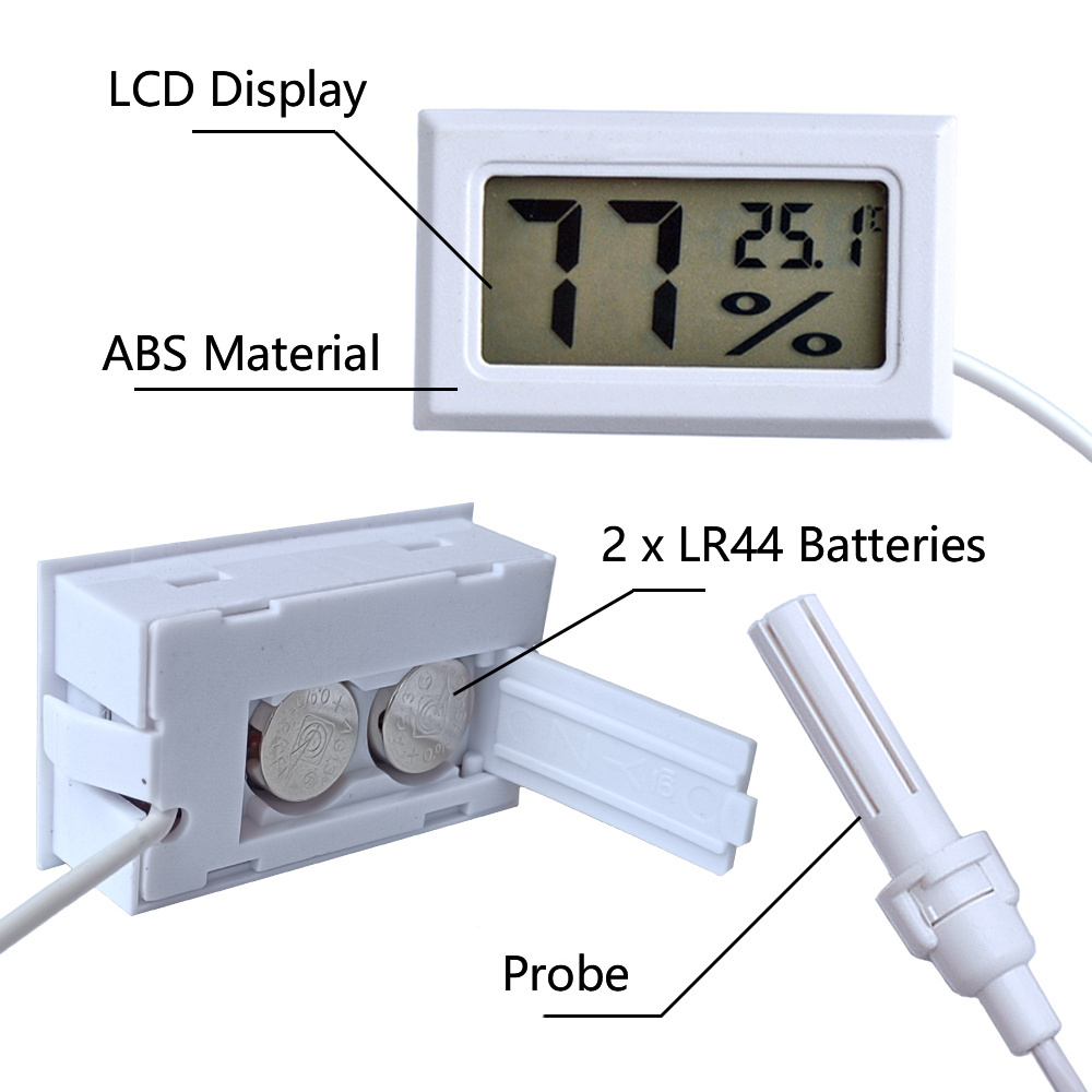 FY-12 Mini Digital Hygrometer & Thermometer Small Fahrenheit Digital LCD Thermometer Hygrometer For Reptile