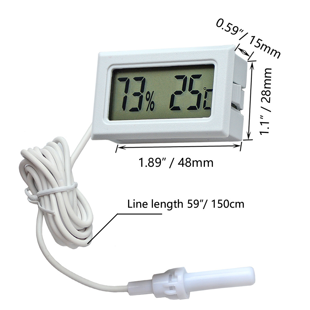 FY-12-B Humidity Temperature Thermometer Gauge LED Digital Thermo Hygrometer Mini Plastic Thermometers With Cable