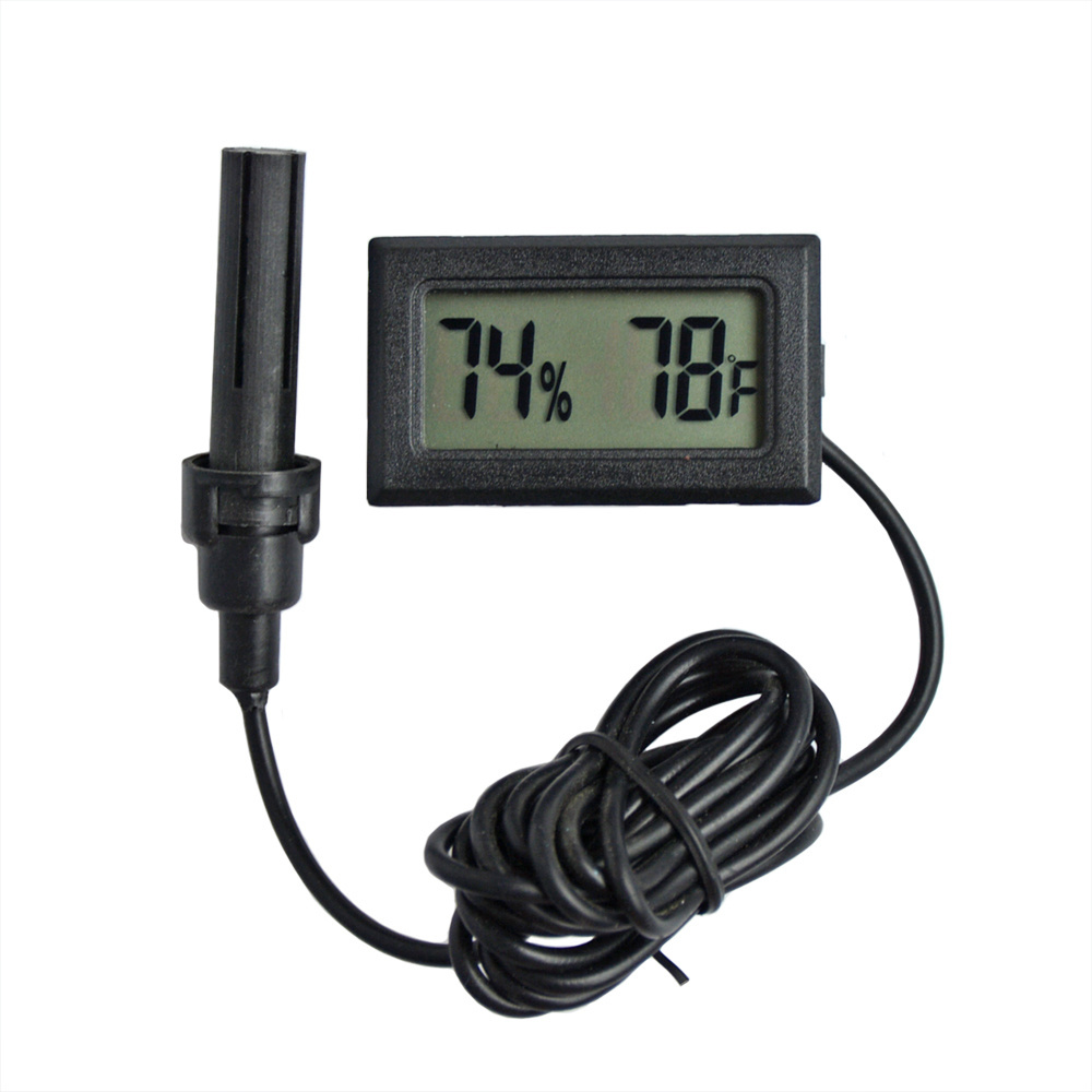 FY-12-B Humidity Temperature Thermometer Gauge LED Digital Thermo Hygrometer Mini Plastic Thermometers With Cable