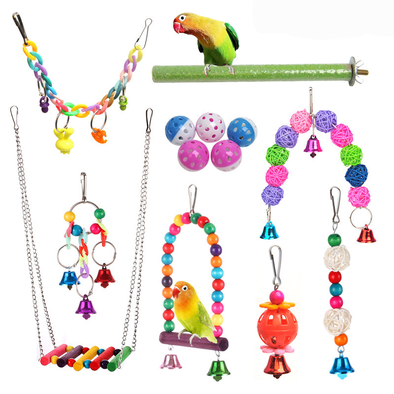 New parrot bird toys 13 parrot bite toy set hanging cage accessories bird stand swing