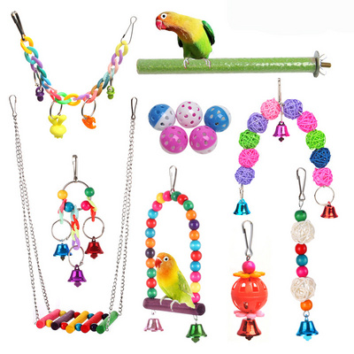 New parrot bird toys 13 parrot bite toy set hanging cage accessories bird stand swing