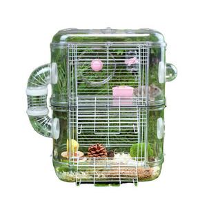 Factory wholesale high quality cheap luxury custom large big portable transparent acrylic wood hamster cage