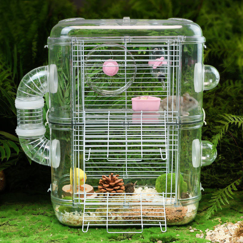 Factory wholesale high quality cheap luxury custom large big portable transparent acrylic wood hamster cage