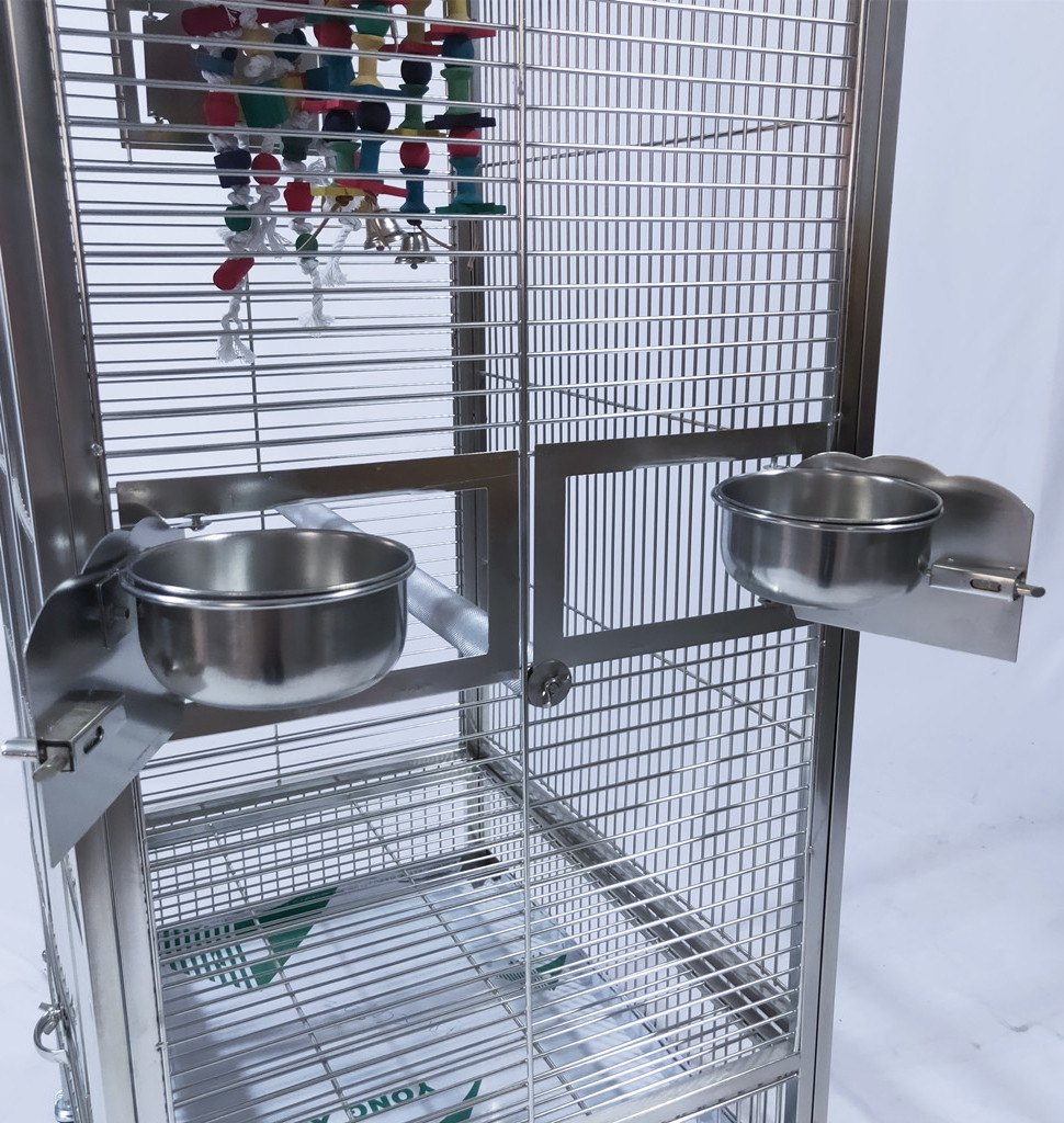 Factory direct sales stainless steel bird cage white steel parrot breeding cage stainless steel parrot cage factory