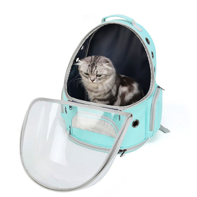 factory oxford and pvc cat carry backpack bag pet travel backpack carrier outside portable transparent bag for cats