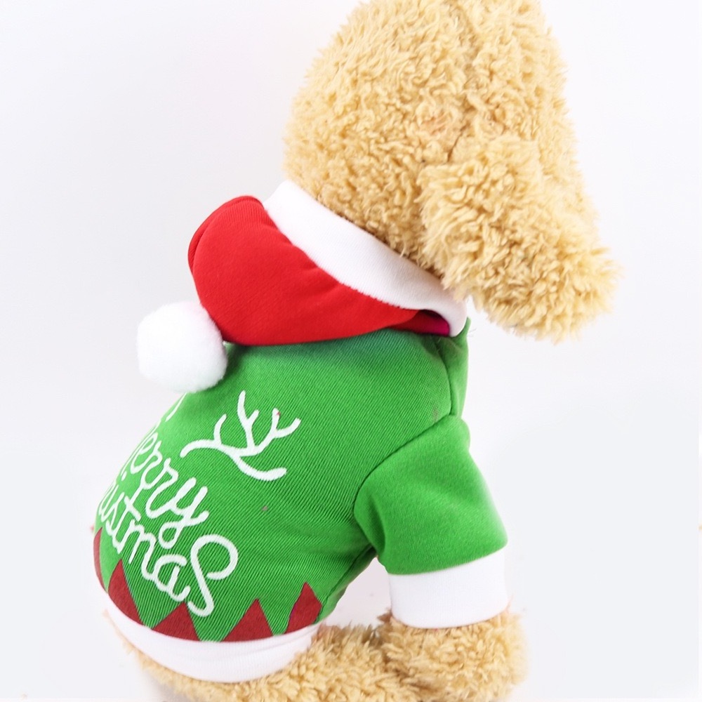 Dog Clothing Teddy Bears Medium Small Dog Winter Christmas printed hooded sweater pet clothes