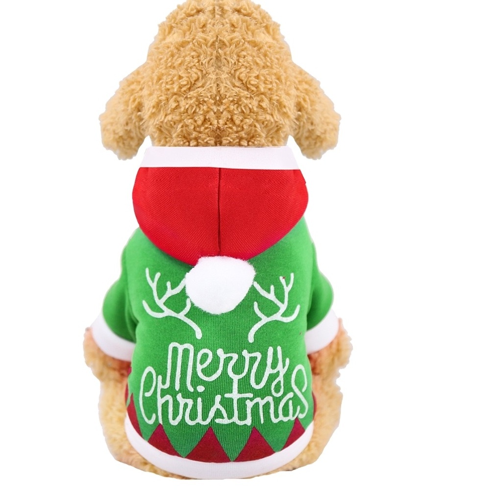 Dog Clothing Teddy Bears Medium Small Dog Winter Christmas printed hooded sweater pet clothes