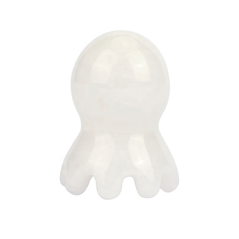 Hanhe Natural Jade Stone Scalp Comb Custom Logo Crystal Head Massager White Pink Octopus Gua Sha