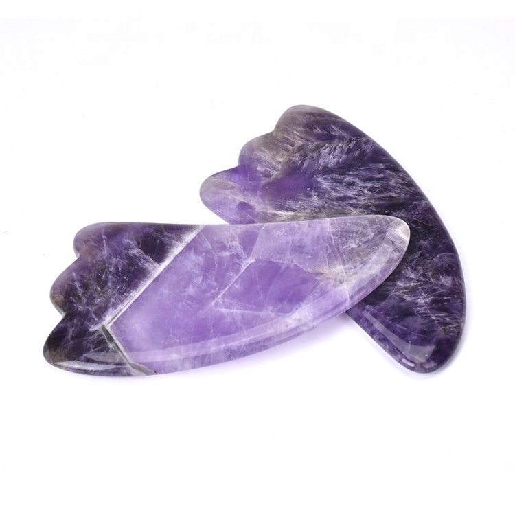 100% Natural Stone Body Gua Sha Stone for Back Scraping Massager Crystal Guasha Board Amethyst Gua Sha