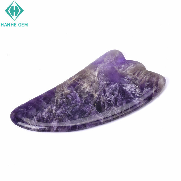 100% Natural Stone Body Gua Sha Stone for Back Scraping Massager Crystal Guasha Board Amethyst Gua Sha