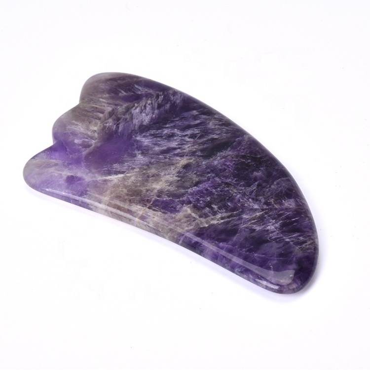 100% Natural Stone Body Gua Sha Stone for Back Scraping Massager Crystal Guasha Board Amethyst Gua Sha