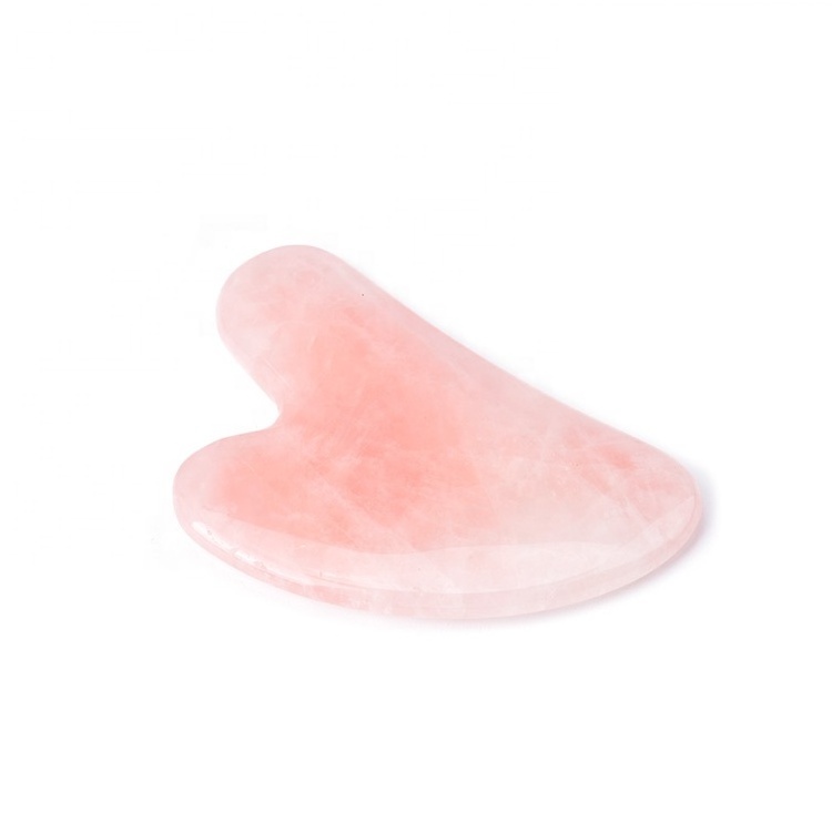 Real Quartz Guasha Face Scraping Massage Tool with Box Custom Logo Best Quality Rose Quartz Gua Sha Stone